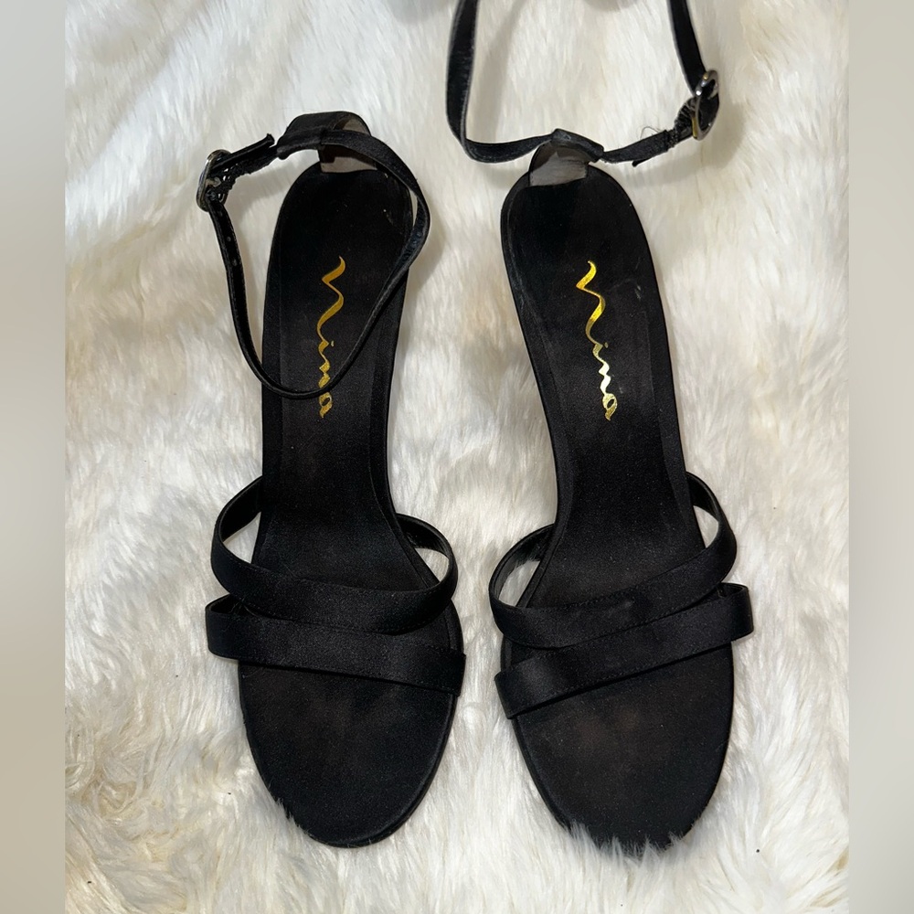 Nina Elegant Black Strappy Heels